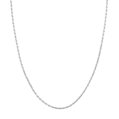 Curata 925 Sterling Silver Rhodium 2.2mm Diamond Cut Rope Chain Necklace