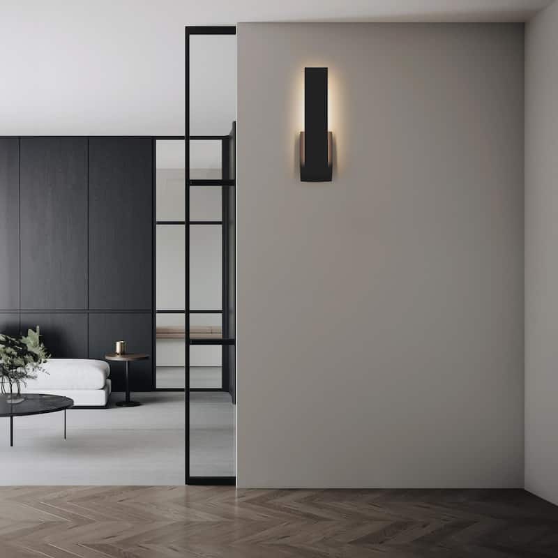 Modern LED Black/Bronze Aluminum Outdoor Wall Sconce(Set of 2)
