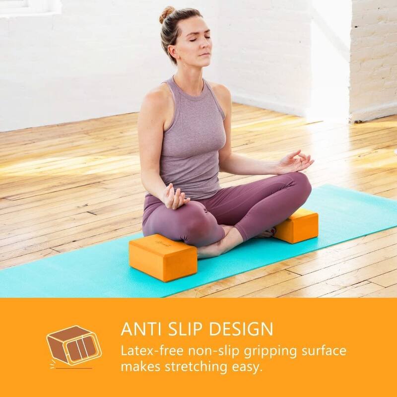 Sol Living Exercise Non Slip Foam Yoga Block 4" x 6" x 9" - 2 Pack
