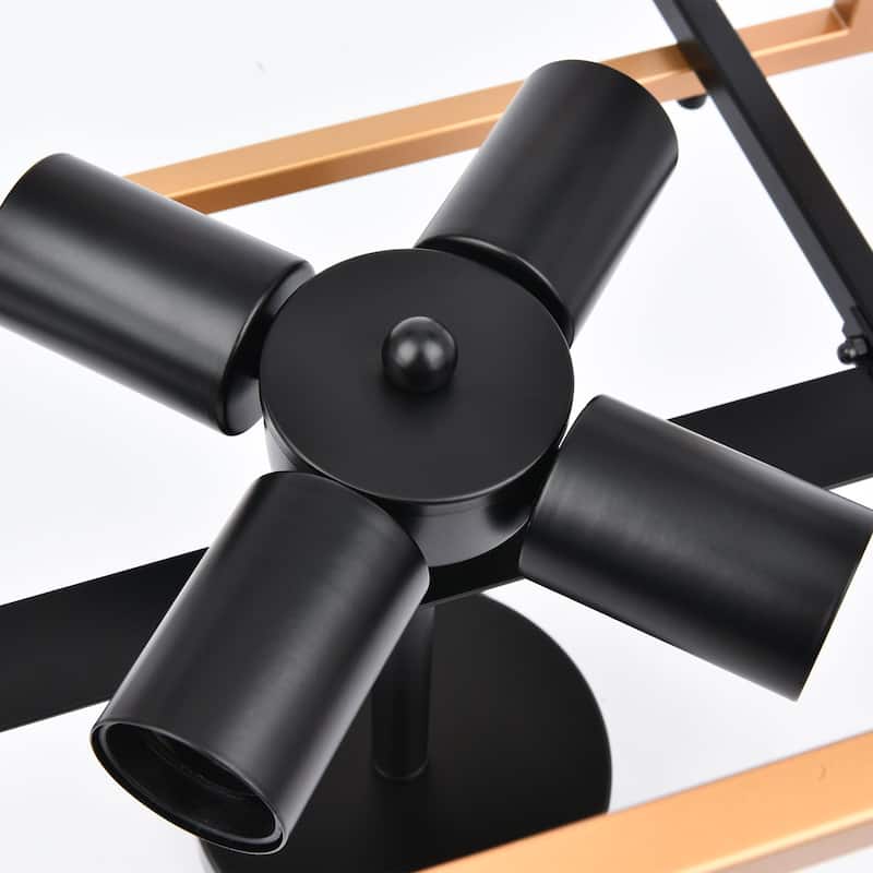 Starsky 4-Light 15in Modern Farmhouse Caged Ceiling Light Geometric Rectangle Semi-Flush Mount