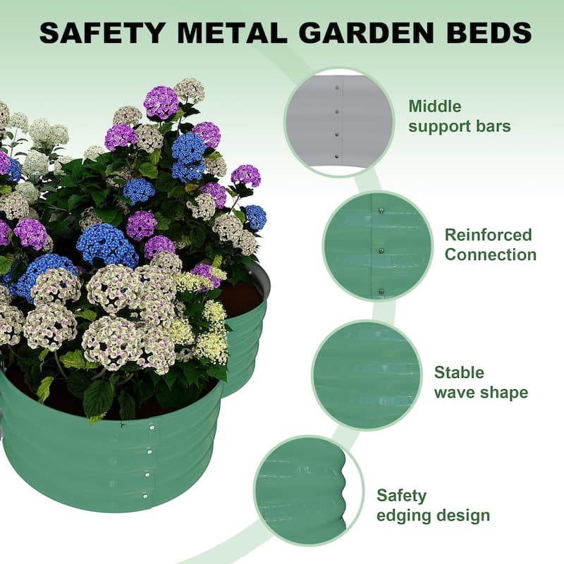 2 Pack 0.6mm Galvanized Steel Planter Boxes with Floral Edge Design