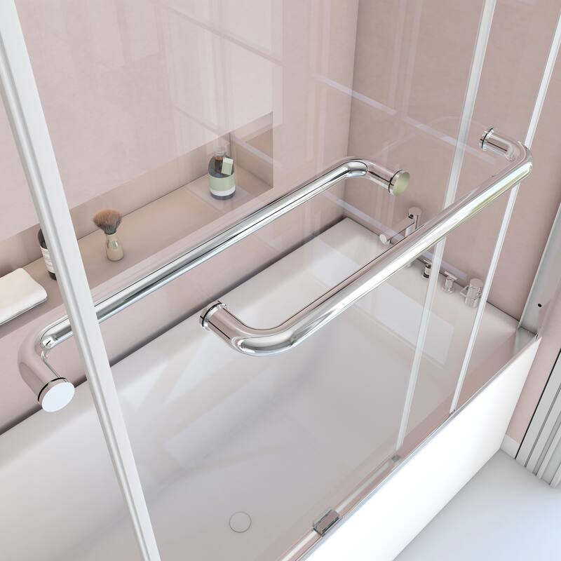 60 in. W x 62 in. H Framed Sliding Bath Tub Door with 5/16 in. Tempered Clear Glass