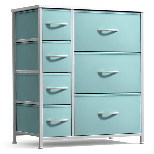 slide 2 of 7, Dresser w/ 7 Drawers, Furniture Storage & Chest Tower for Bedroom Aqua