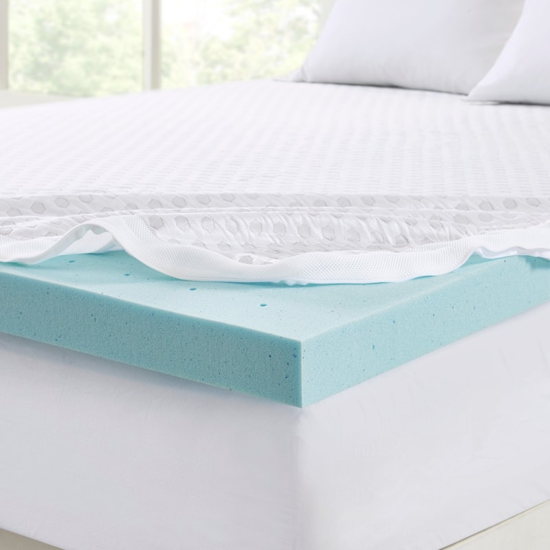 Madison Park 3-inch Gel Memory Foam Dust Mite Repellent and Anti-microbial Mattress Topper - White