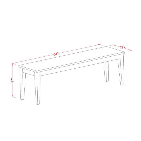 dimension image slide 0 of 2, East West Furniture Nicoli Dining Room Bench with Wood Seat, 54x15x17 Inch, (Finish Options)