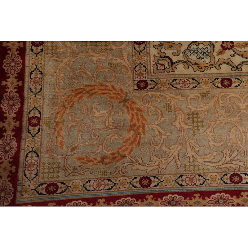 Hand Knotted 300 KPSI Tabriz Burgundy 100% Wool Traditional Area Rug - 11' 2'' x 15' 10''