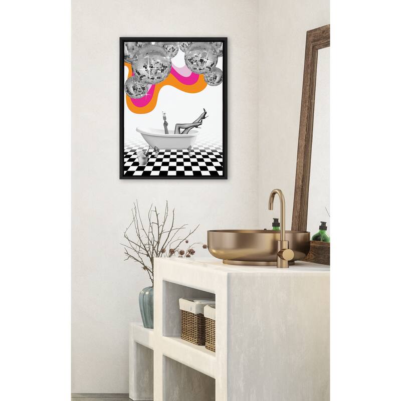 Kate and Laurel Sylvie Disco Bathtub Framed Canvas by Honey Island Studio