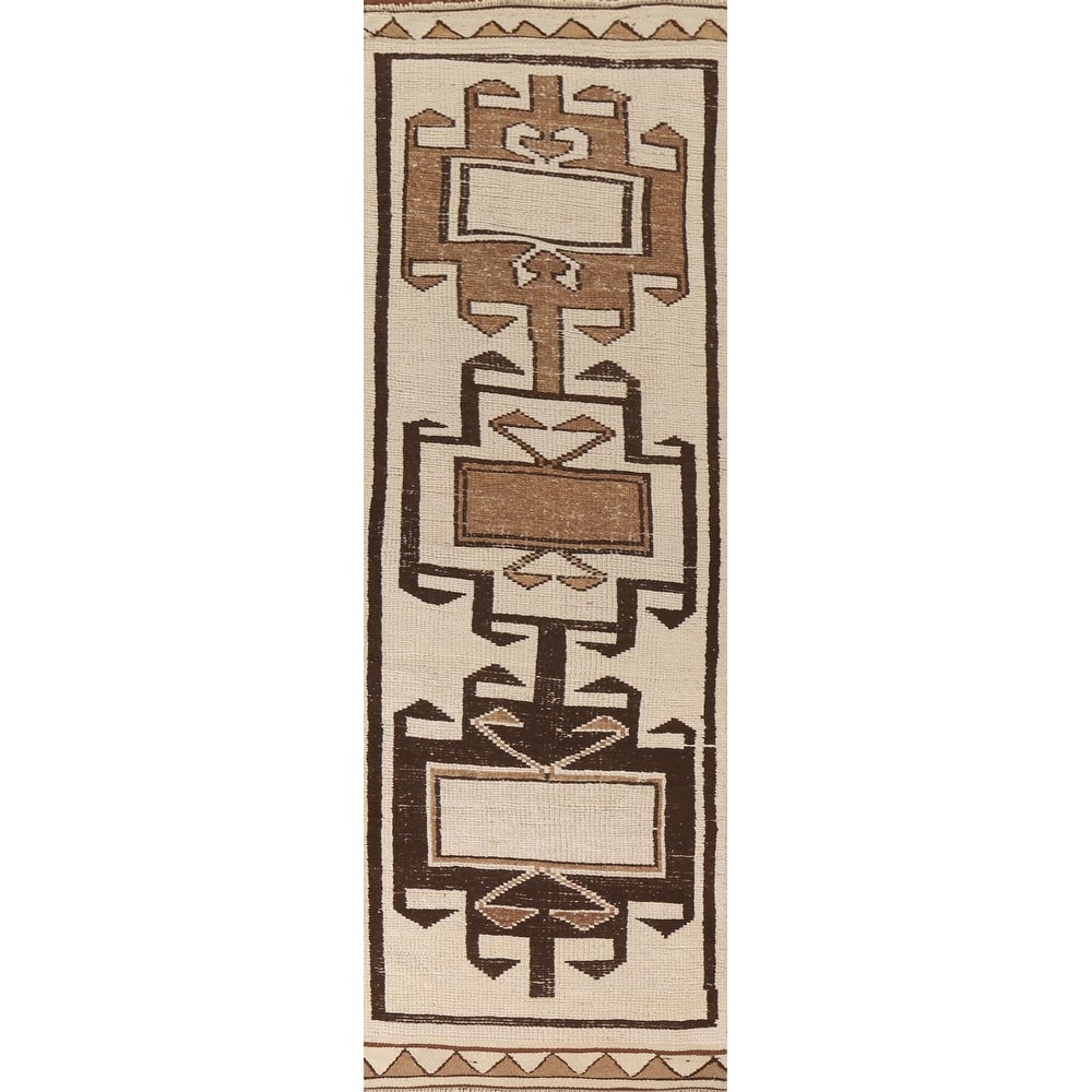 Vegetable Dye Anatolian Turkish Runner Rug Handmade Wool Carpet - 3'1"x 12'2"