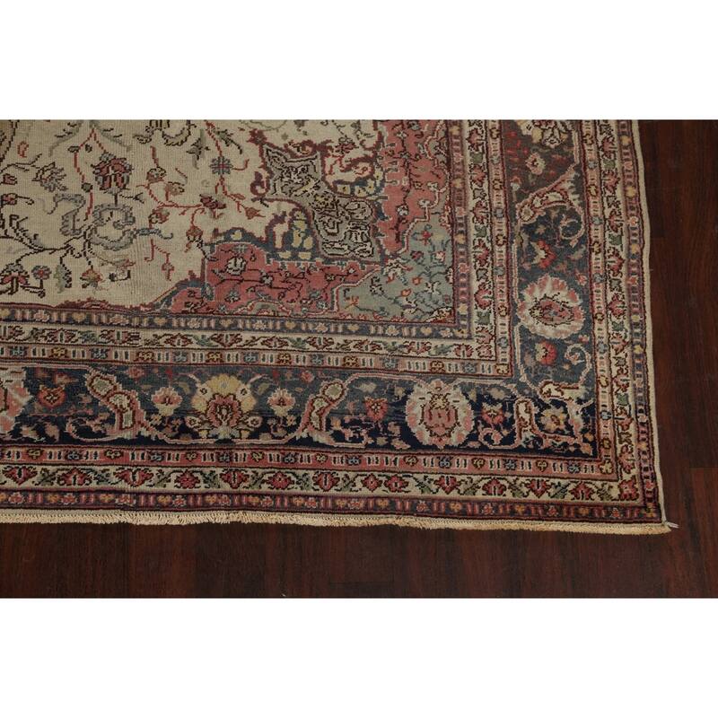 Antique Vegetable Dye Authentic Oushak Turkish Wool Area Rug Handmade - 8'11" x 11'7"