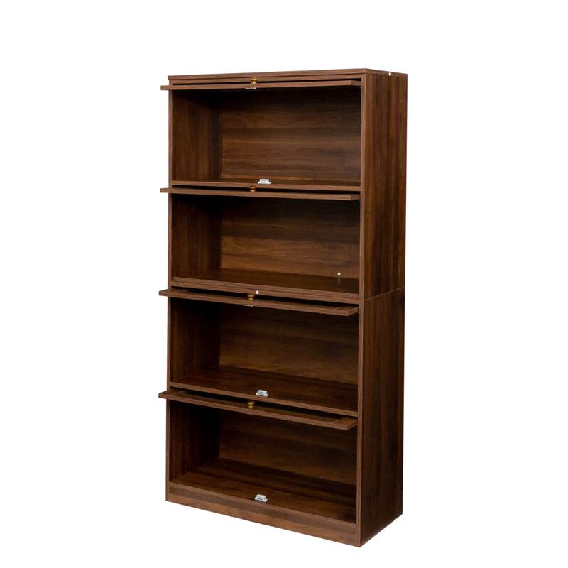 Bookcase Closed Back Glass Doors Office Storage Cabinet Floor-to-Ceiling Low Cabinet Bookcase Against Wall Dustproof Bookshelf