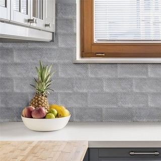 Merola Tile Camden Decor Grey 4" x 8" Ceramic Wall Tile