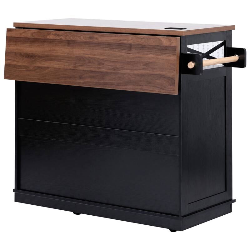 Kitchen Island with Drop Leaf, 3 Doors and 3 Drawers