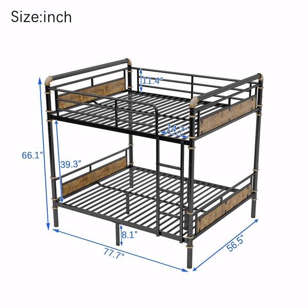 dimension image slide 1 of 2, Metal Bunk Bed, Industrial Detachable Bunkbeds with Safety Guard Rails for Teens