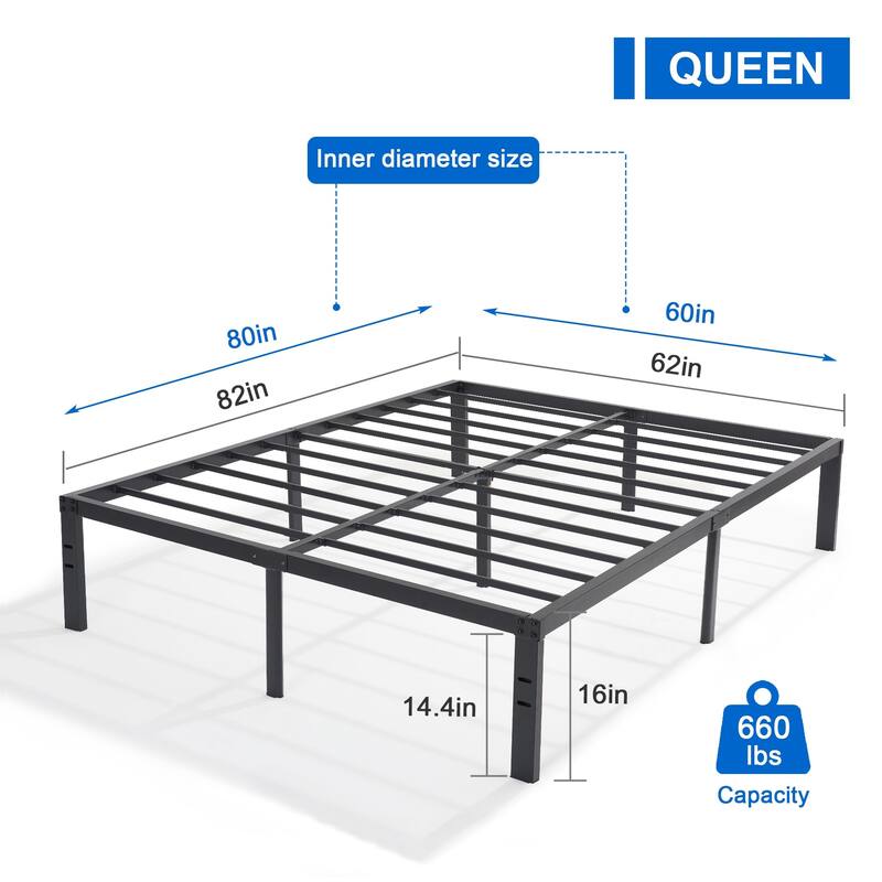 VECELO Kids Bed Frames Queen Size Metal Bed Frames Mattress Foundation(Twin/Full/Queen/King 4 Options)
