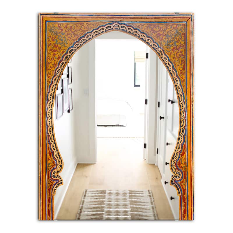 Designart 'Ancient Door Morroco' Traditional Mirror - Large Printed Wall Mirror