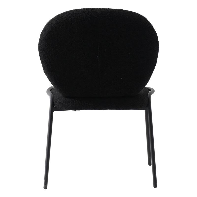 Celestial Boucle Dining Side Chair in Black Iron Frame