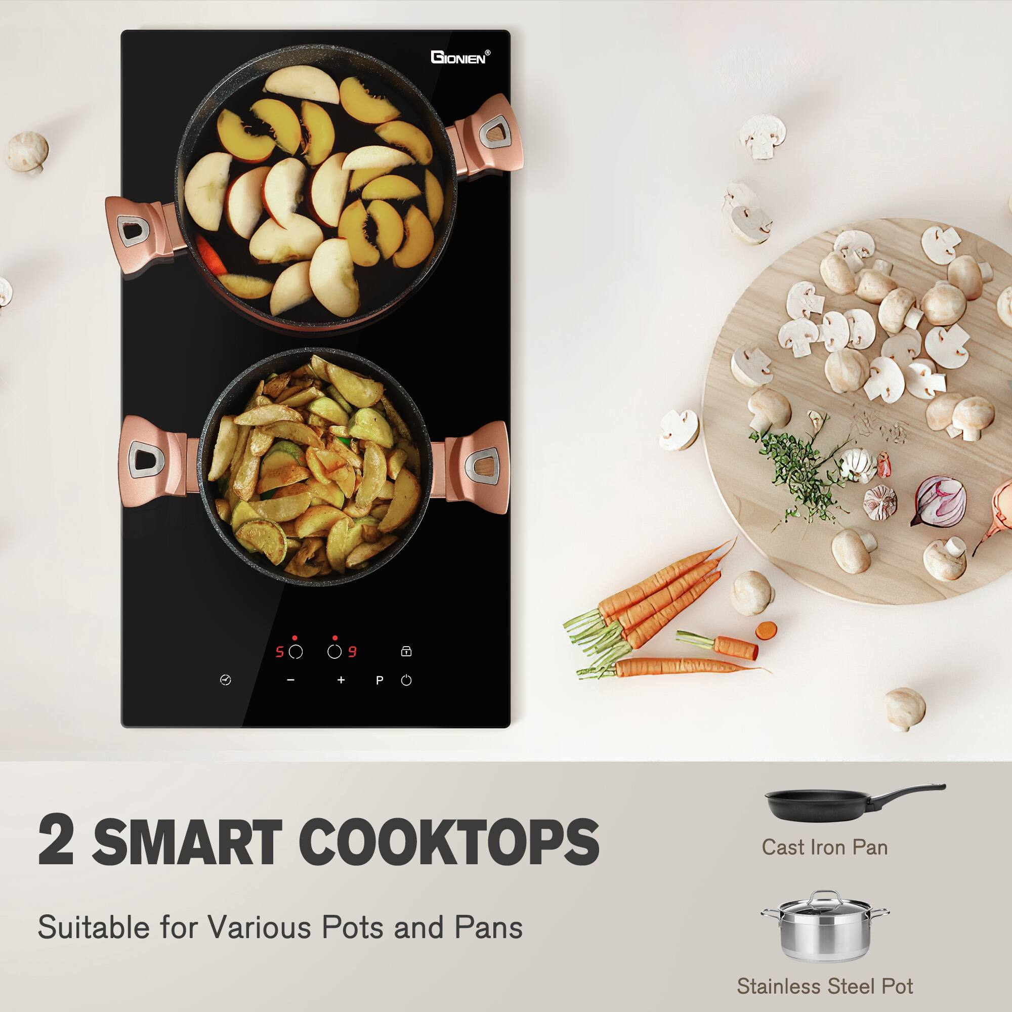 Builtin 12 Inch 2 Burners Electric Induction Cooktop 3500W On Sale