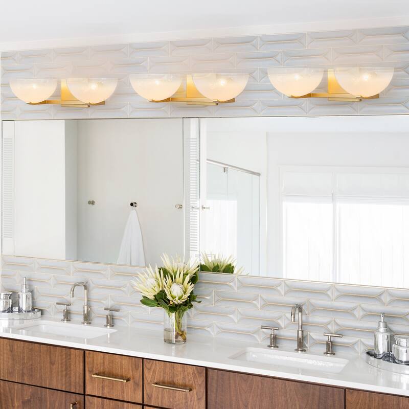 Modern Bowl-Shape Vanity Lights with Gradient White Glass Shades