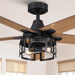 52" Rustic Reversible 5-Blade Indoor Ceiling Fan with Light and Remote
