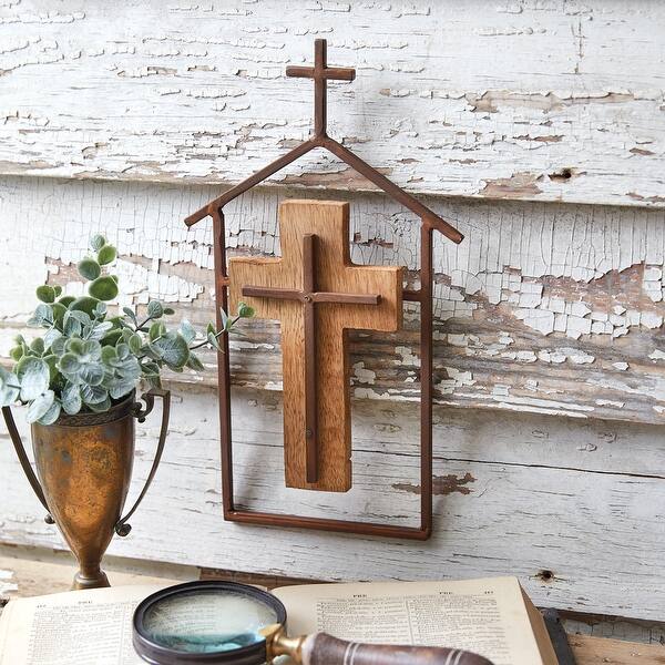 Wood and Metal Religious Wall Decor - 6.5
