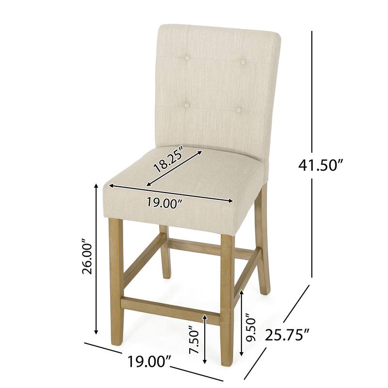Button Tufted 26 Inch Counter Stools, Set Of 2