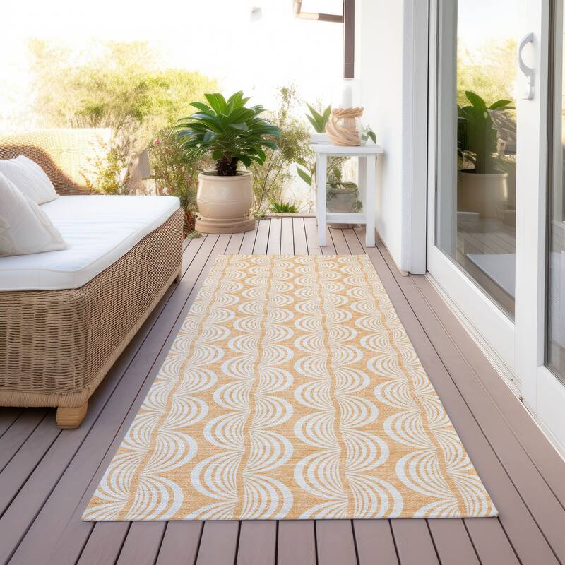 Machine Washable Indoor/ Outdoor Wavy Modern Chantille Rug