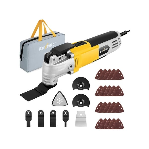 slide 2 of 6, Enventor Yellow/Grey Oscillating Multitool Saw Tool Yellow