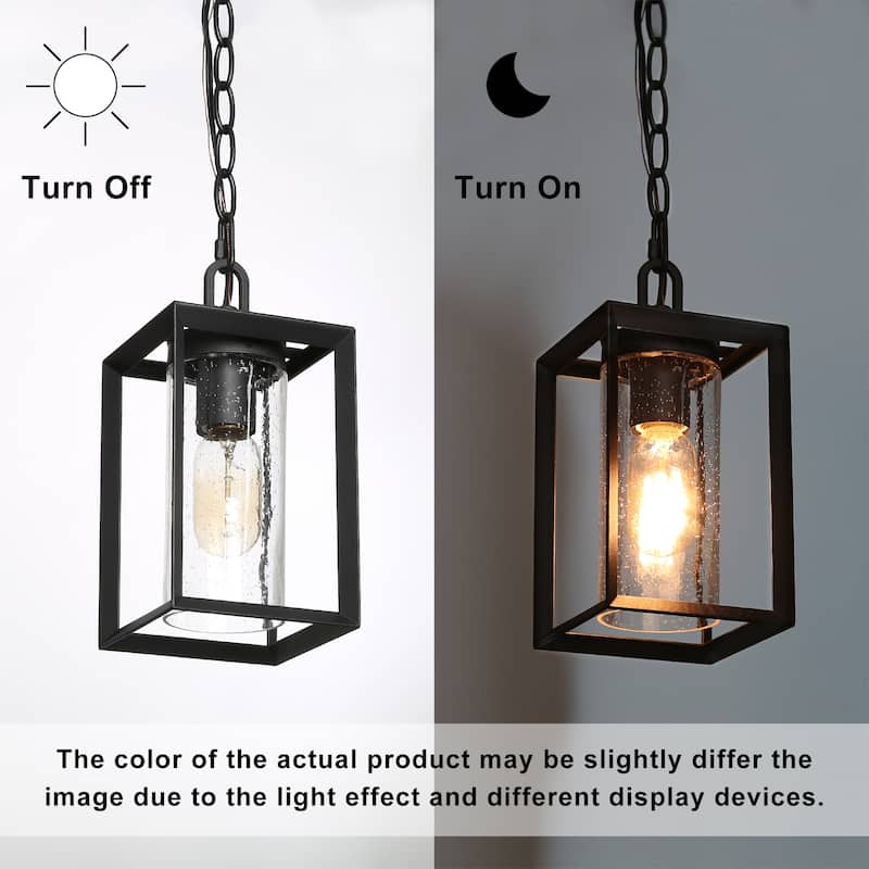 Modern Black Outdoor Pendant Lighting Hanging for Porch, Garage - L 5'' x W 5'' x H 70.5''