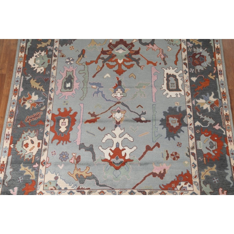 Transitional Gray Oushak Oriental Area Rug Handmade Wool Carpet - 8'1"x 9'10"