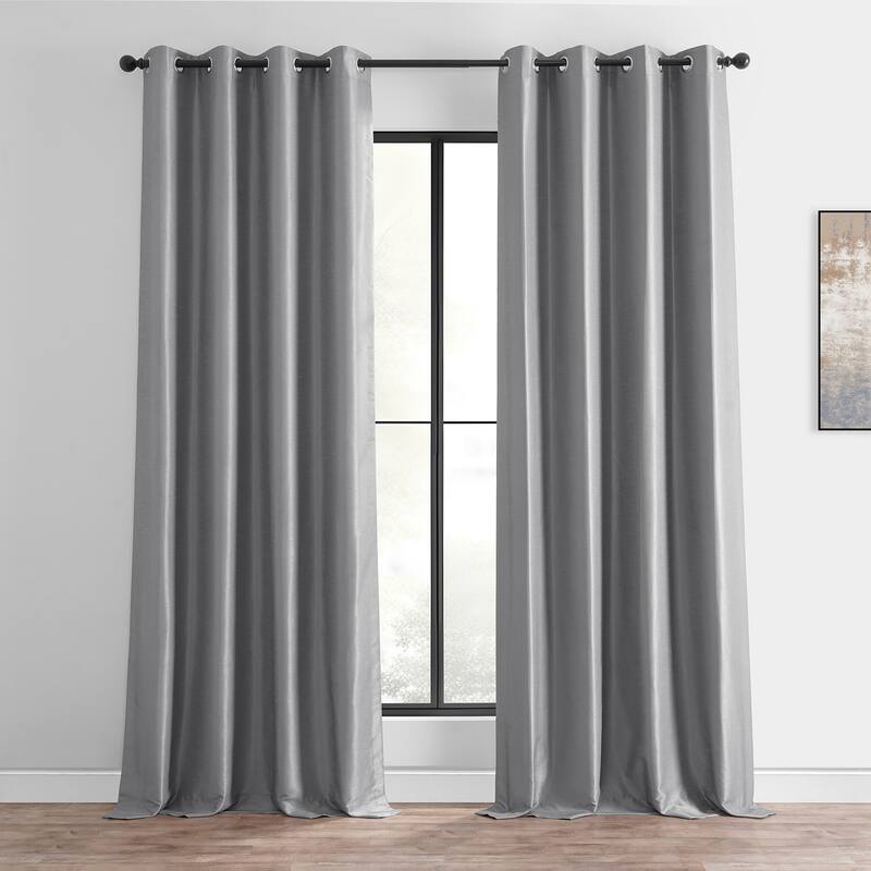 Exclusive Fabrics Textured Dupioni Faux Silk 108-inch Blackout Grommet Curtain (1 Panel) - 50 x 108