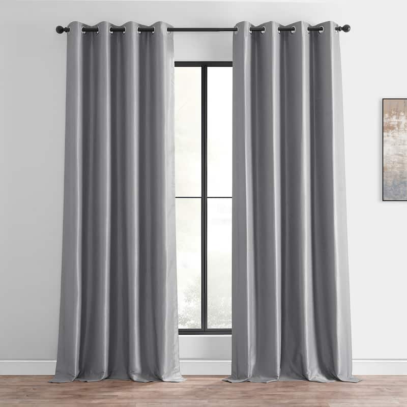 Exclusive Fabrics Textured Dupioni Faux Silk 84-inch Grommet Blackout Grommet Curtain (1 Panel) - 50 x 84