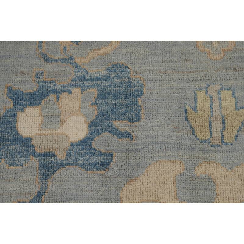 Hand Knotted Oriental 100% Wool Carpet Transitional All-Over Navy Blue & Blues Oushak Area Rug - 9' 11'' X 8' 6''