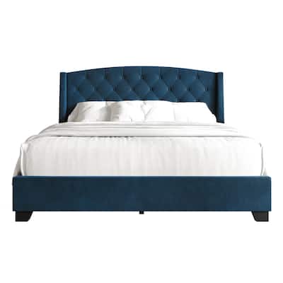 CraftPorch Classic Button Tufted Wingback Upholstered Bed with Drawers