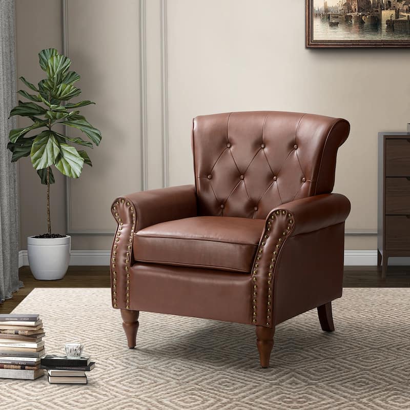 Mycenae Upholstered Accent Armchair with Nailhead Trim Set of 2