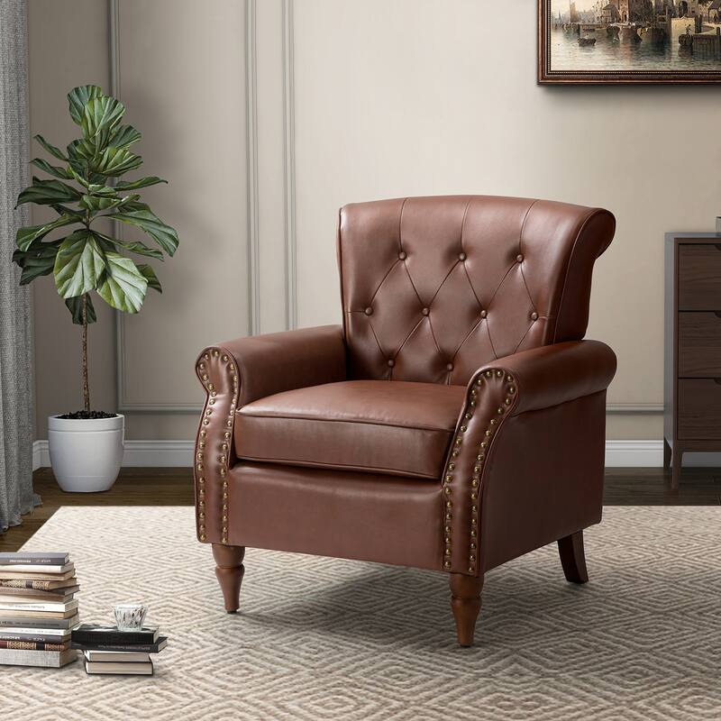 Mycenae Upholstered Accent Armchair with Nailhead Trim