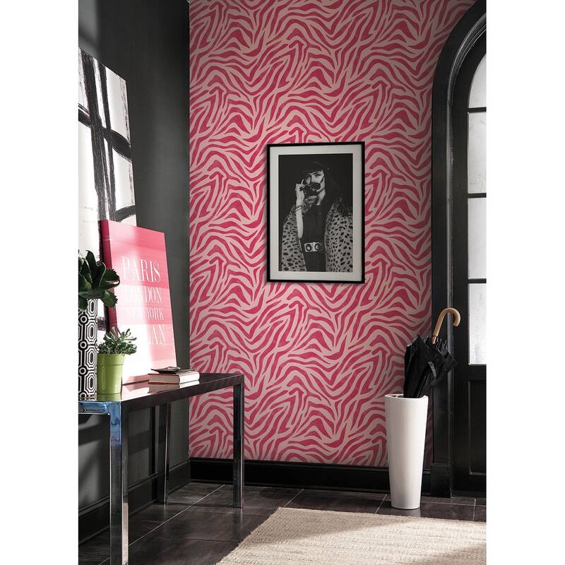 RuPaul RuZebra Pink and Red Peel and Stick Wallpaper