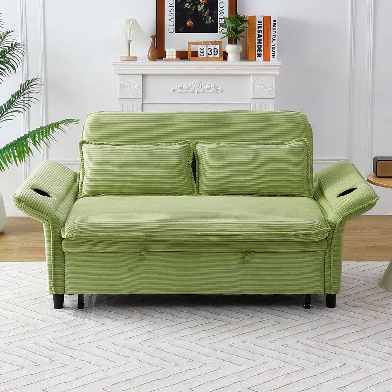 65.74-inch Adjustable Armrest and Backrest Multi-Functional Sofa Bed,Ideal for Bedrooms and Living Rooms - Green