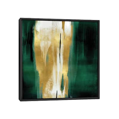 iCanvas "Free Fall Emerald with Gold I" by Christine Wright Framed Canvas Print
