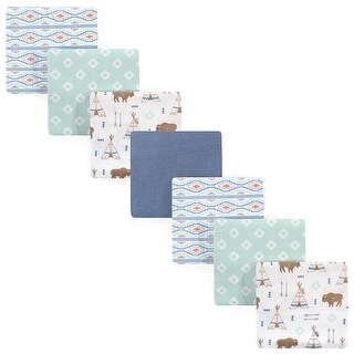 Hudson Baby Infant Boy Cotton Flannel Receiving Blankets Bundle, Blue Woodland, One Size - Teepee - One Size