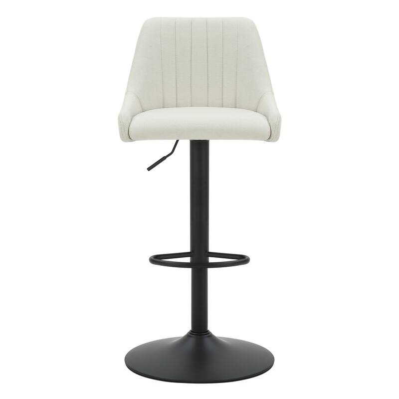 Modern Fabric and Metal Adjustable Air-Lift Stool with Swivel, Set of 4 - Grey and Black