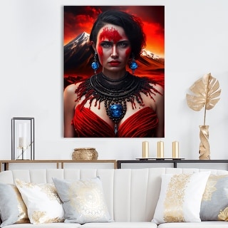 Designart 'Volcano Queen Woman Portrait II' Woman Fantasy Metal Wall ...