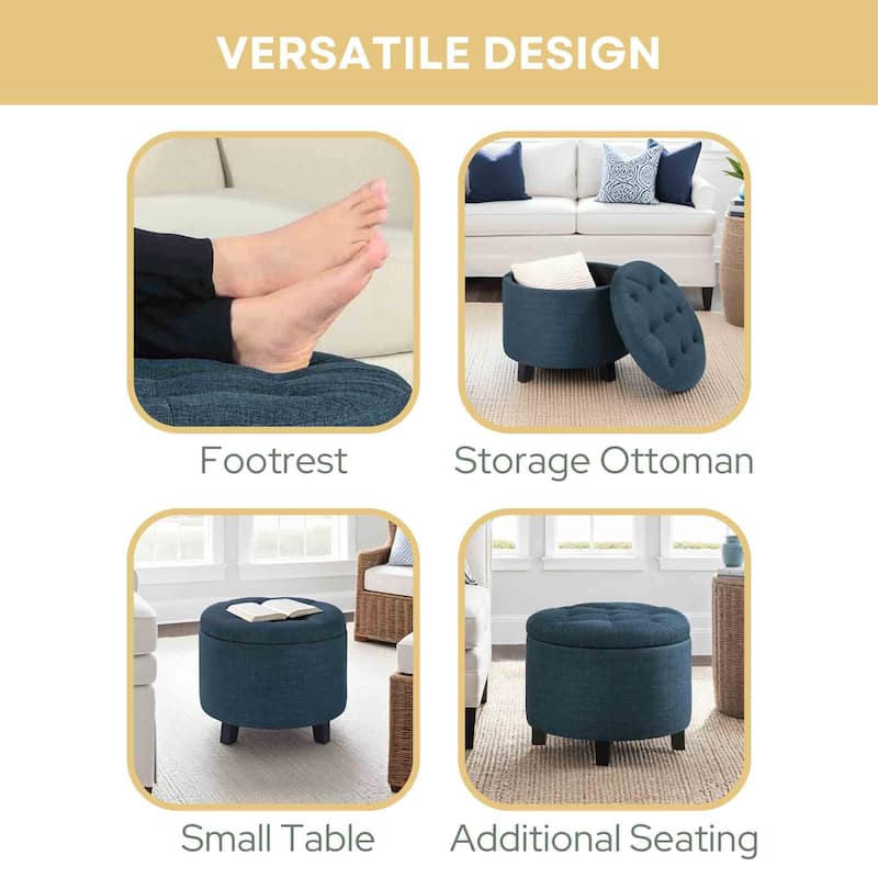 Convenience Concepts Designs4Comfort Round Storage Ottoman