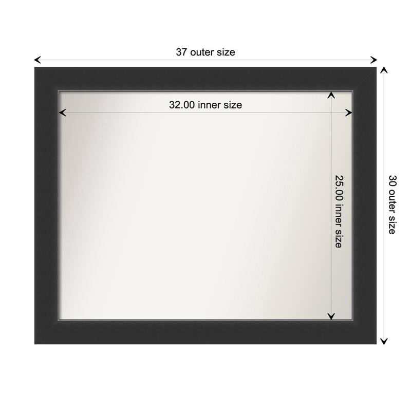 Corvino Black Framed Non-Beveled Custom Wall Mirror, Bathroom Vanity Mirror - Outer Size: 37 x 30