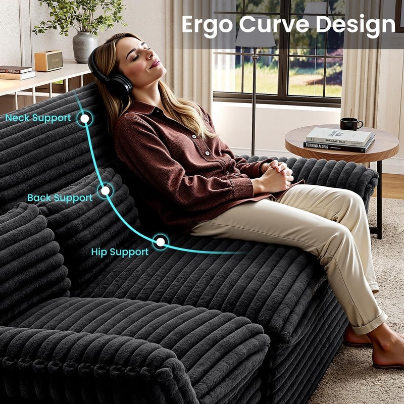 100" L-Shaped Cloud Sectional Couch With Double-Layer Thickened Deep Seat