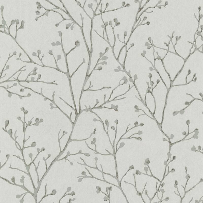A-Street Prints Koura Platinum Budding Branches Wallpaper