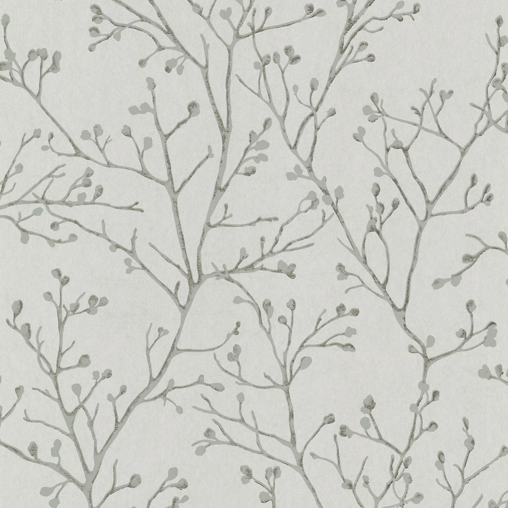 A-Street Prints Koura Platinum Budding Branches Wallpaper