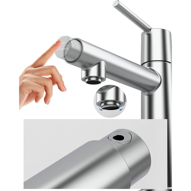 Bathroom Sink Faucet with Single Handle and Dual Water Modes - 7.71" x 4.68" x 9.21"
