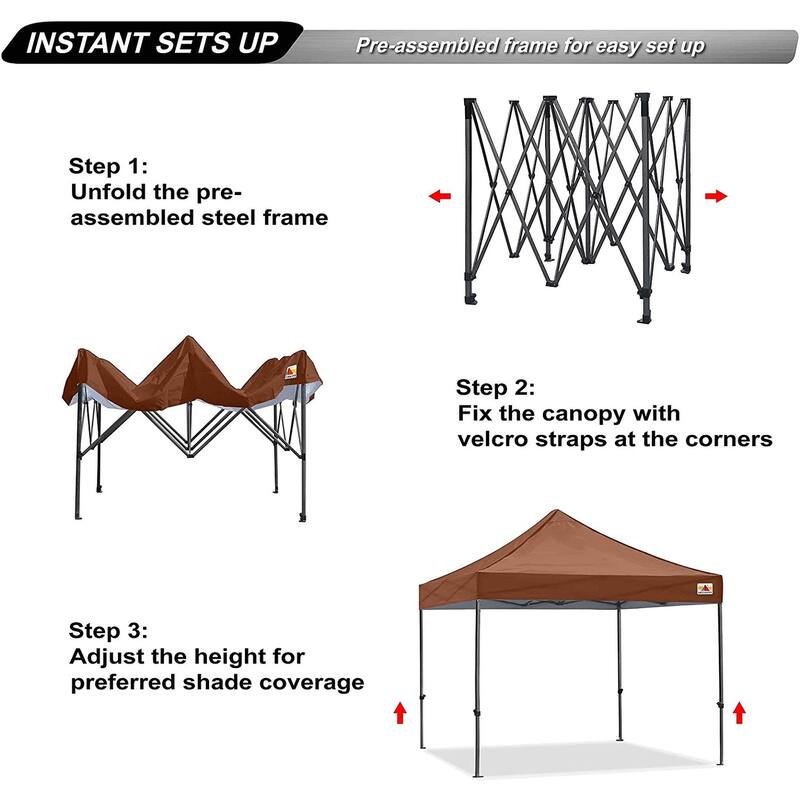 ABCCANOPY Outdoor Commercial Metal Patio Pop-Up Canopy - 10ftx10ft