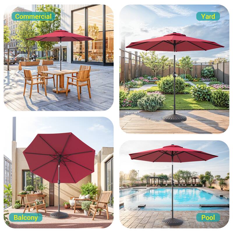 BONOSUKI LED Patio 9Ft Market Umbrella,Outside Deck Table Umbrella