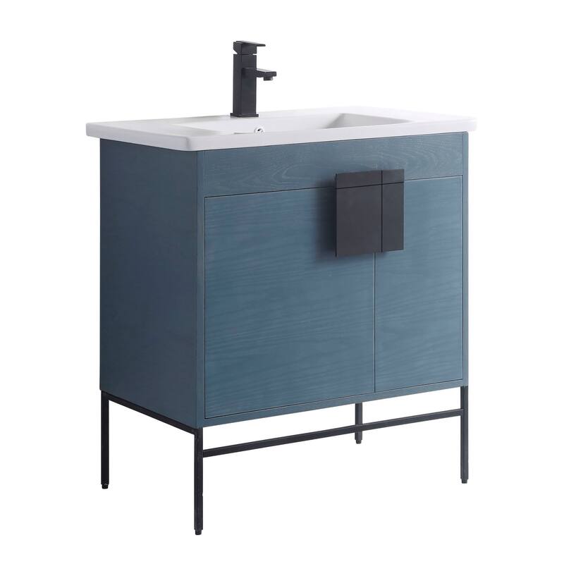 Modern Bathroom Vanity Set, Vireous China Sink Top 30"